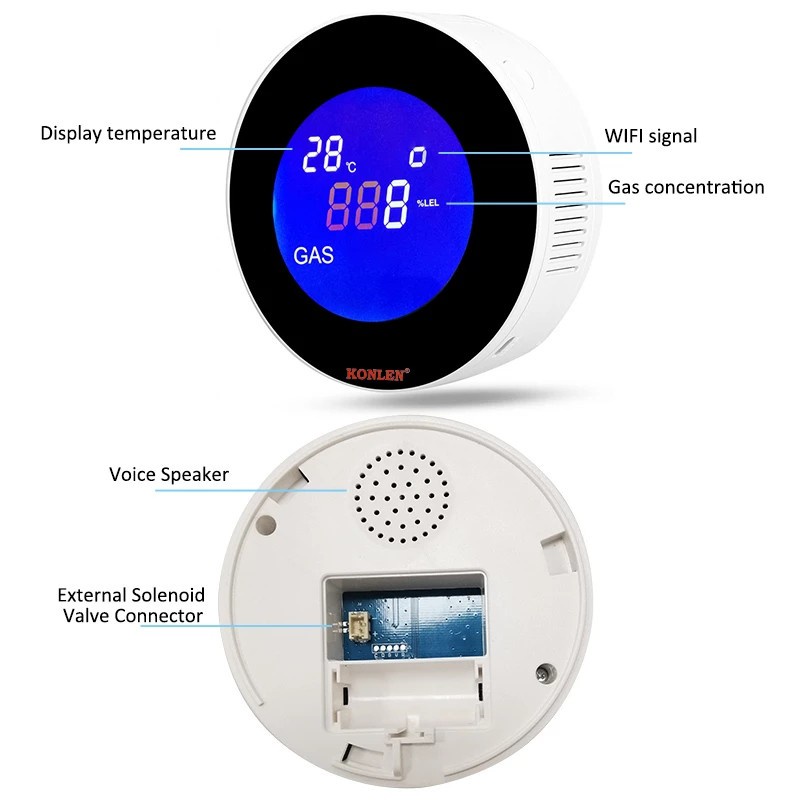 Bộ Cảm Biến Khí Ga Thông Minh Wifi Có Màn Hình LCD Và Chức Năng Đo Rò Rỉ Gas Tiện Dụng