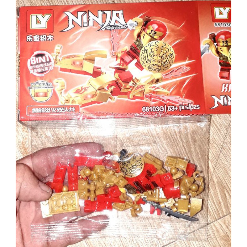 Lắp ráp 1 hộp LegoNinja Rồng 68103 có nhiều chi tiết bằng nhựa