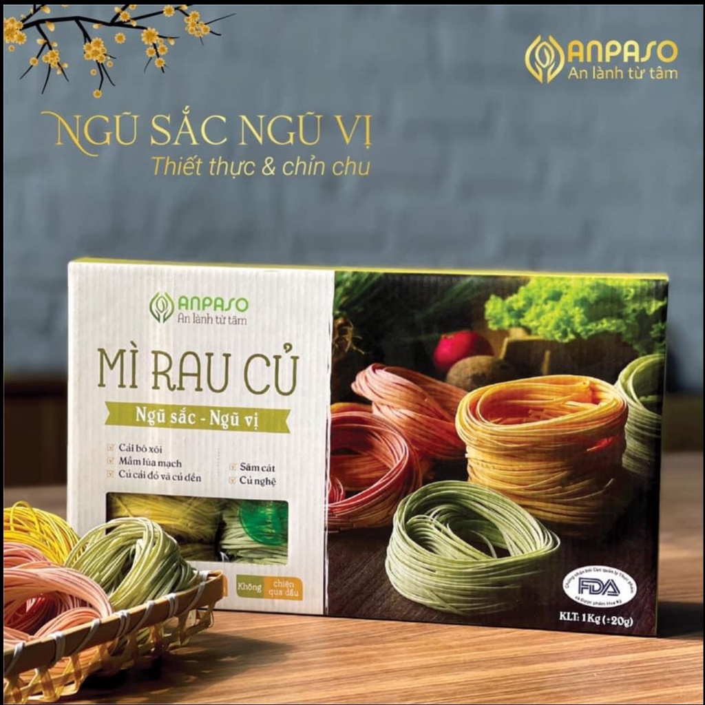 Set Mì Rau Củ Ngũ Sắc Ngũ Vị Hữu Cơ Organic Anpaso Giảm Cân, eatclean, ăn chay, không chiên nóng, tốt cho tiêu hóa 1kg