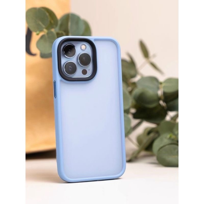 Ốp likgus nhám mờ viền xanh máy cho iPhone 13, 13 Pro, 13 Pro Max chống Vân tay