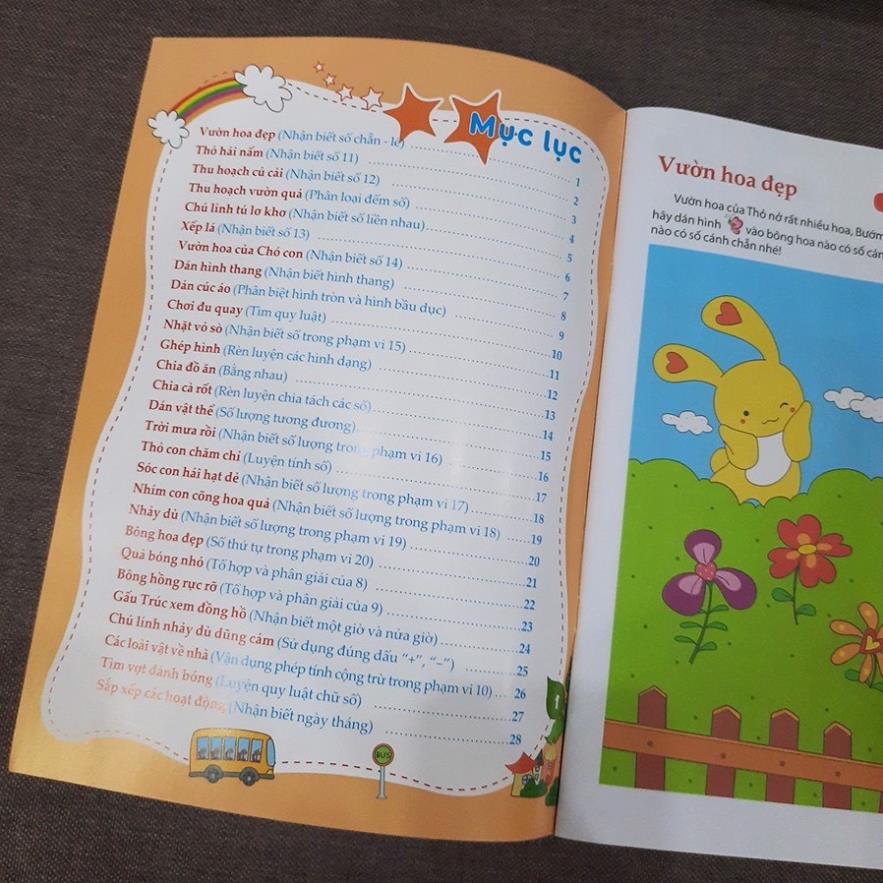 Sách: Dạo Chơi Cùng Toán Học - Trò Chơi Dán Giấy Từ 3-6 Tuổi ( Phân Loại Tùy Chọn) - Minh Long