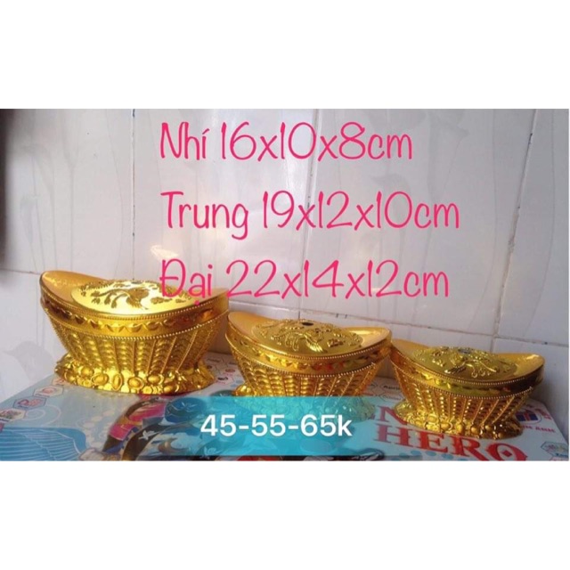 Chậu đế thỏi vàng 3 size làm cây tài lộc