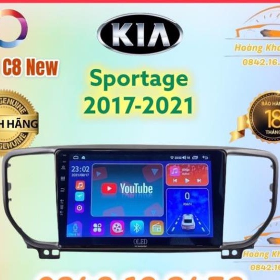 Màn hình android OLED C8 New theo xe Sportage 2017 - 2021  kèm dưỡng và canbus jack nguồn zin theo xe