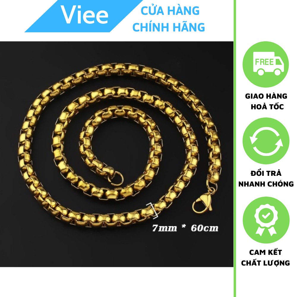Dây chuyền nam INOX kiểu bông dừa 7 ly mạ vàng cao cấp Hàn Quốc