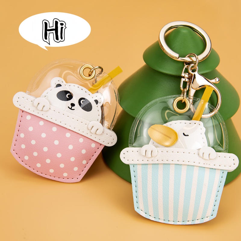 Móc Khóa Hình Ly Trà Sữa Gấu Trúc / Vịt Hoạt Hình Đáng Yêu