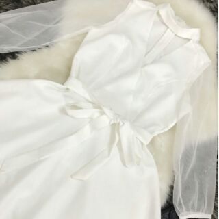 Đầm choker đắp chéo thắt nơ eo