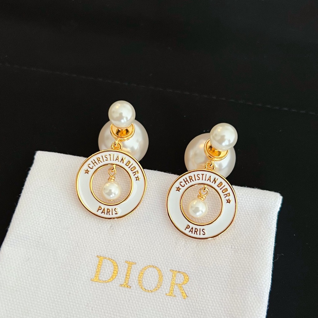 Bông tai đính ngọc trai Dior dành cho nữ men Hoa tai
