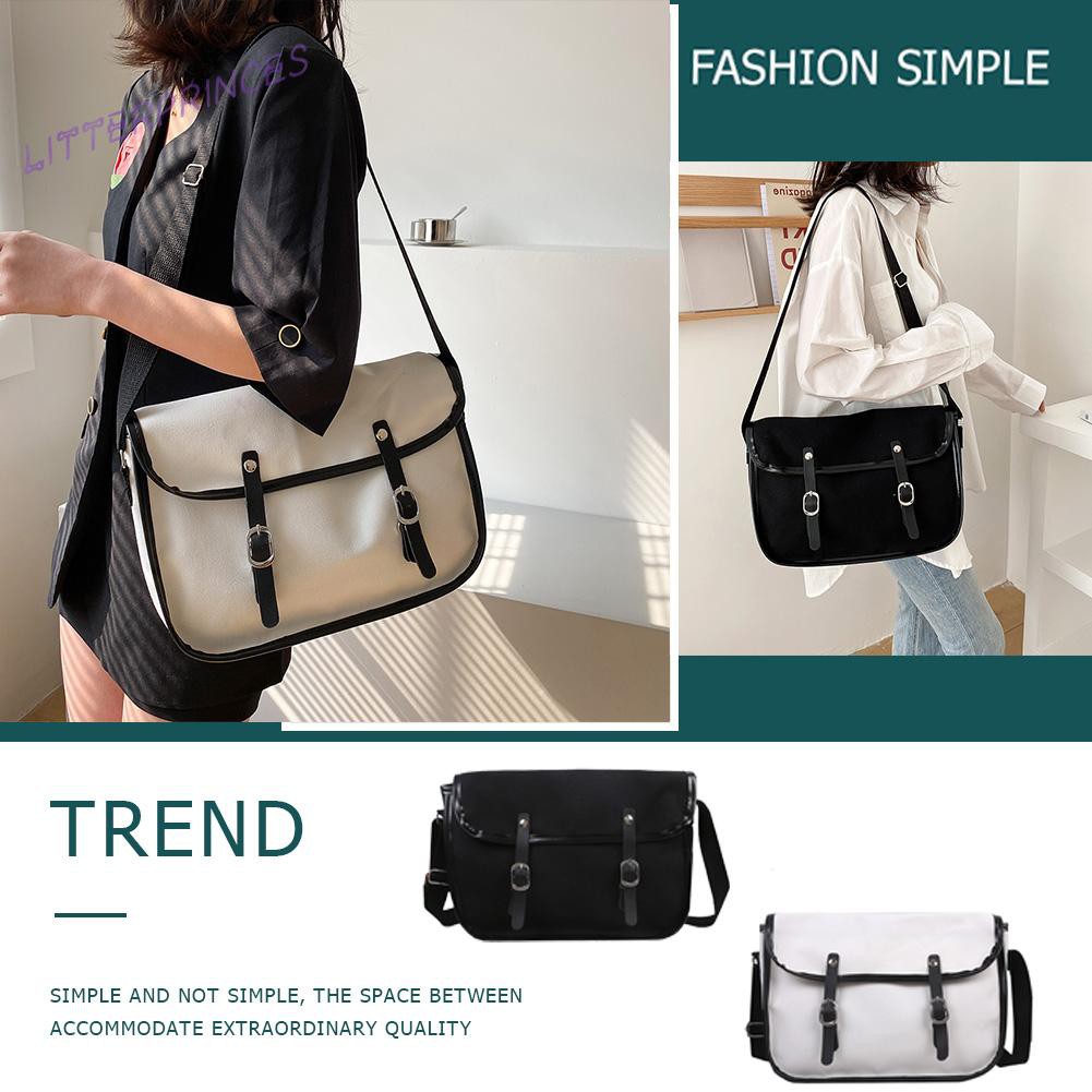 Litterprinces Fashion Women Canvas Solid Color Shoulder Crossbody Bag Large Capacity Bags