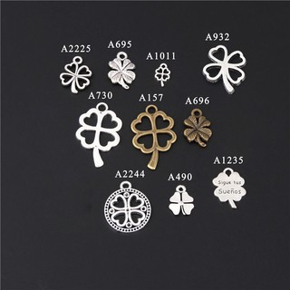 Set 10 mặt dây chuyền bạc / đồng hình cỏ 4 lá may mắn charms
