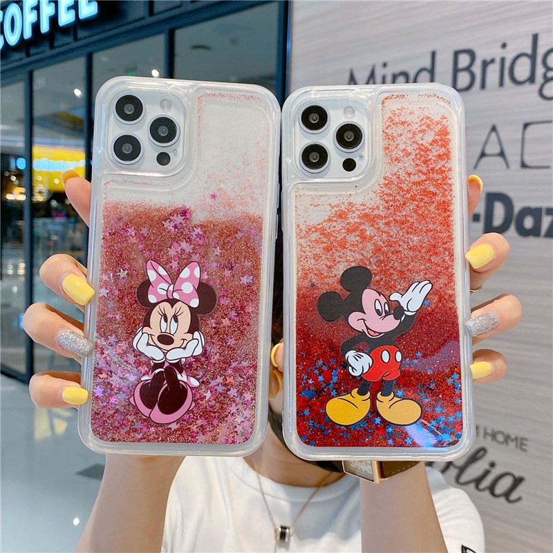Ốp Điện Thoại Dẻo Họa Tiết Hoạt Hình Cô Gái Xinh Đẹp Kèm Quicksand Cho iPhone 13 Pro MAX 12 11 Pro MAX XS MAX XR X 6 7+8 Plus