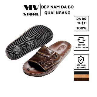 Dép nam da bò, dép quai ngang nam cao cấp  DT15