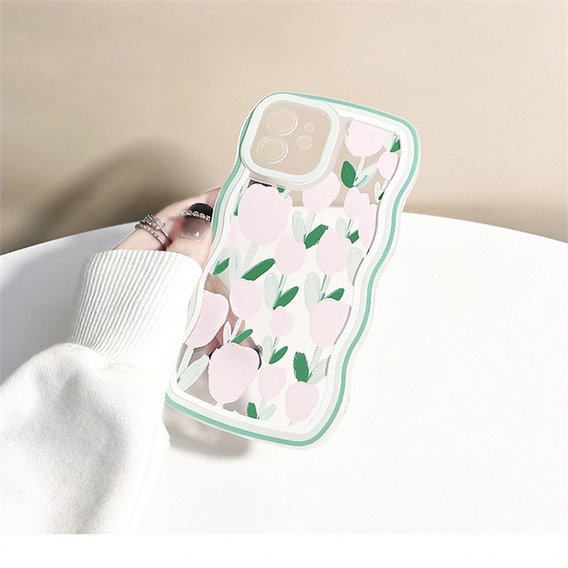 Ốp Điện Thoại Silicone Mềm Trong Suốt Chống Sốc In Hình Hoa Tulip Cho iPhone 13 12 11 Pro Max X XR Xs Max 6 7 8 Plus