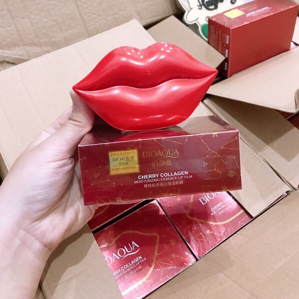 Mặt Nạ Môi Bioaqua Cherry Collagen Moisturizing Essence Lip Film Mask (20 Miếng)