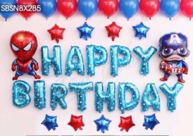 SET BÓNG SINH NHẬT SIÊU NHÂN NGƯỜI NHỆN ( hàng chuẩn hãng dày loại 1)