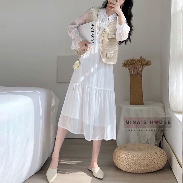 Váy công chúa xếp tầng thắt nơ / mina ‘s house / váy ullzang | BigBuy360 - bigbuy360.vn