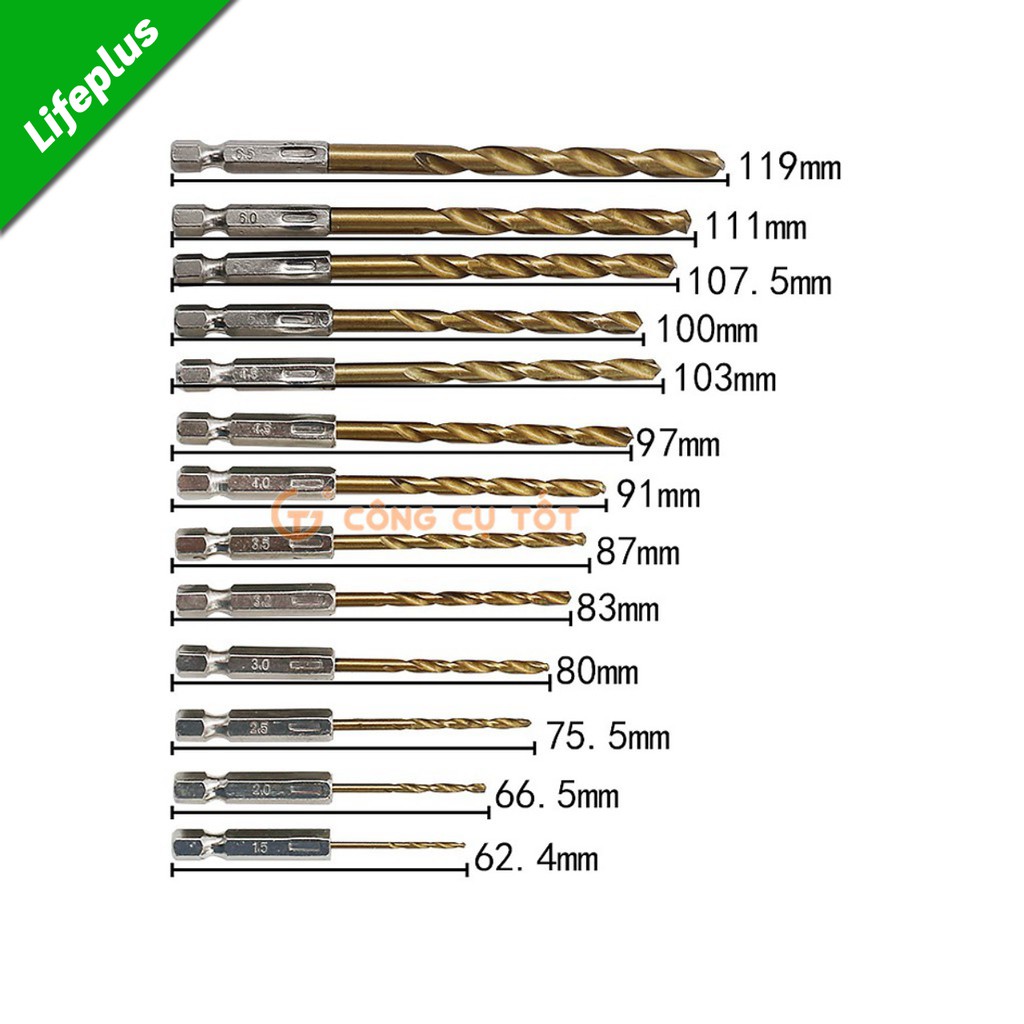 Mũi khoan chuôi lục phủ titan 1.5m đến 6.5mm