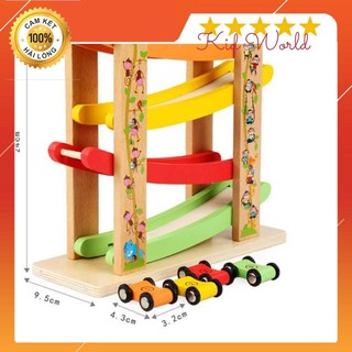 Đồ Chơi Gỗ Thông Minh Giáo Dục Cho Bé: Cầu Trượt Ô Tô 4 Tầng Bằng Gỗ Bích