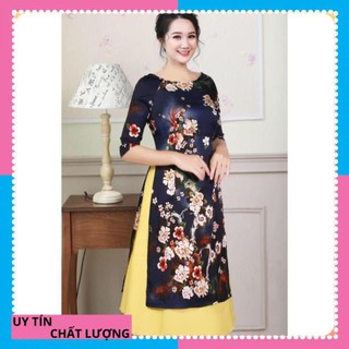 Áo dài cách tân lụa pháp màu đen