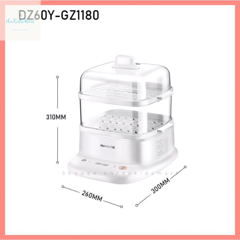 Tủ hấp điện Joyoung DZ60Y1XL, máy hấp giữ nhiệt đa năng, dung tích 6L, gồm có 2 tầng