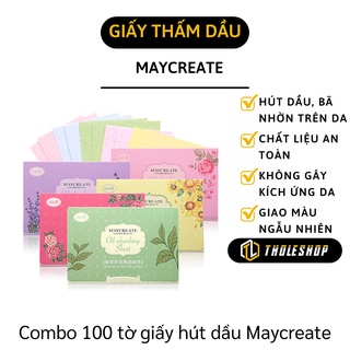 [1 ĐỔI 1] Giấy Thấm Dầu - Combo 100 Tờ Giấy Thấm Dầu Da Mặt Maycreate An Toàn 8020