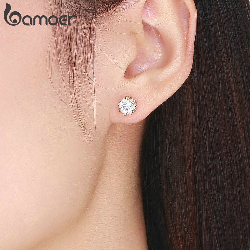 Đôi bông tai BAMOER hình hoa rỗng thời trang dành cho nữ