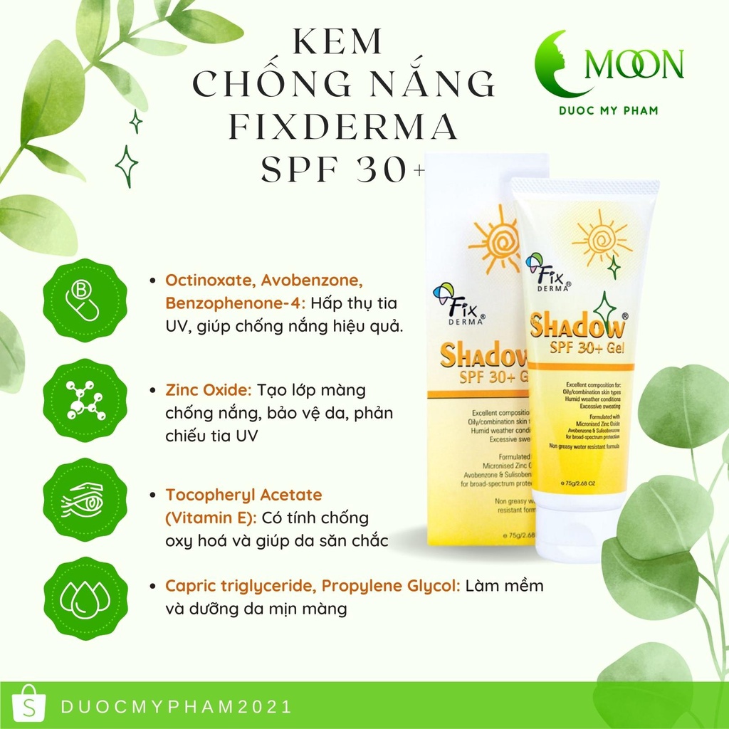 [CHÍNH HÃNG] KEM CHỐNG NẮNG FIXDERMA SHADOW SPF 30+ (75g)