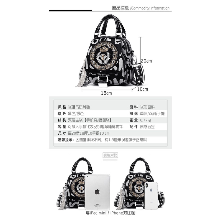 Ba Lô Đeo Vai Một Bên Vai Đính Đá Chữ Phong Cách Thời Trang Mới 2022 Cho Nữ