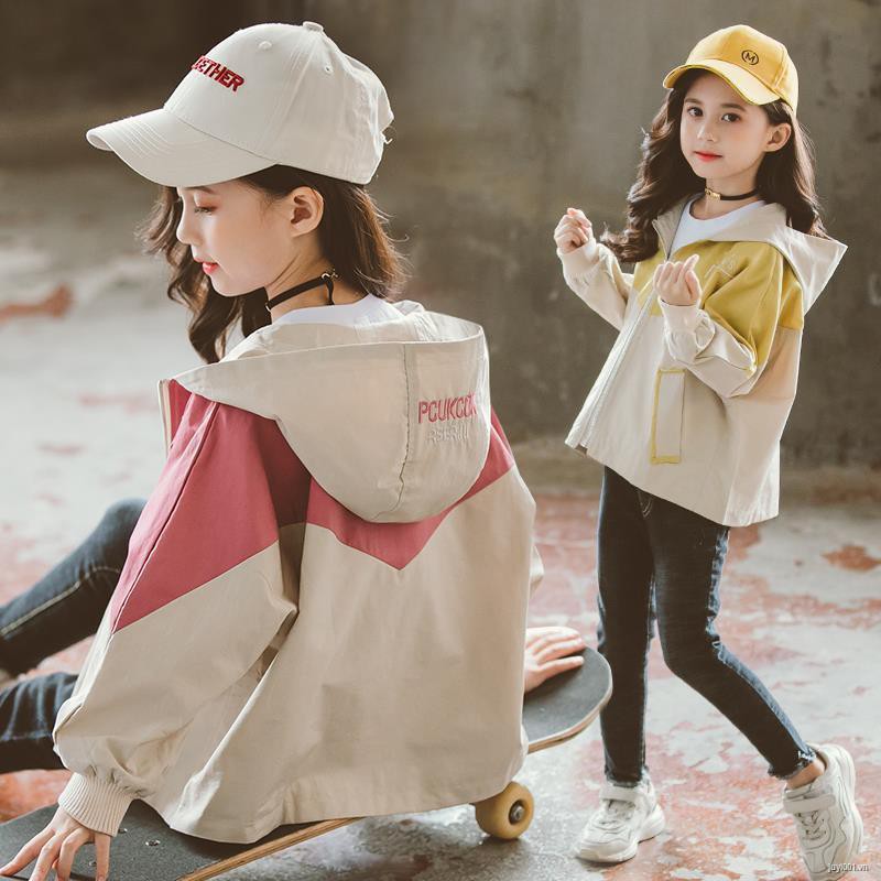 Áo khoác màu tương phản thời trang Hàn Quốc cho bé gái 6-9 tuổi