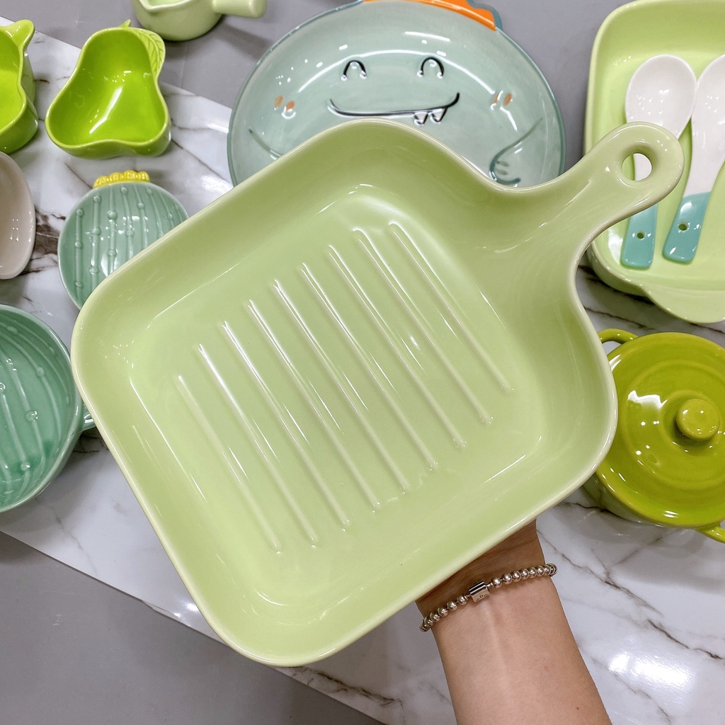 SEt 16 món bát đĩa màu xanh cực xinh