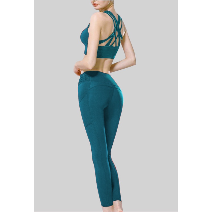 Đồ Tập Gym Yoga Nữ Bộ Quần Dài Áo Bra Đan Dây Kèm Mút Cao Cấp Bin Sport BD001