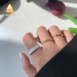 🔥🔥Nhẫn nữ Màu vàng Bộ Cá Tính Phong Cách Hàn Quốc ins Mobius Không phai màu Trang sức NH-040