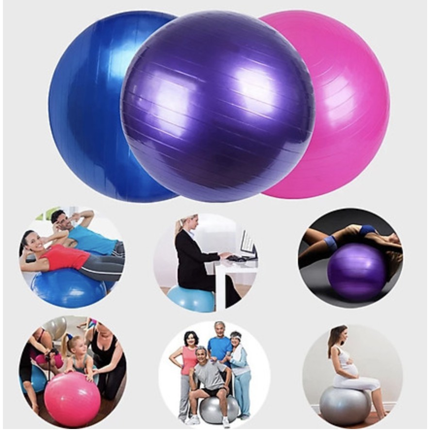 Bóng Tập Yoga, Gym 65cm Loại Trơn Cao Cấp dày 2mm siêu bền chống nổ (tặng kèm bơm bóng) YO33