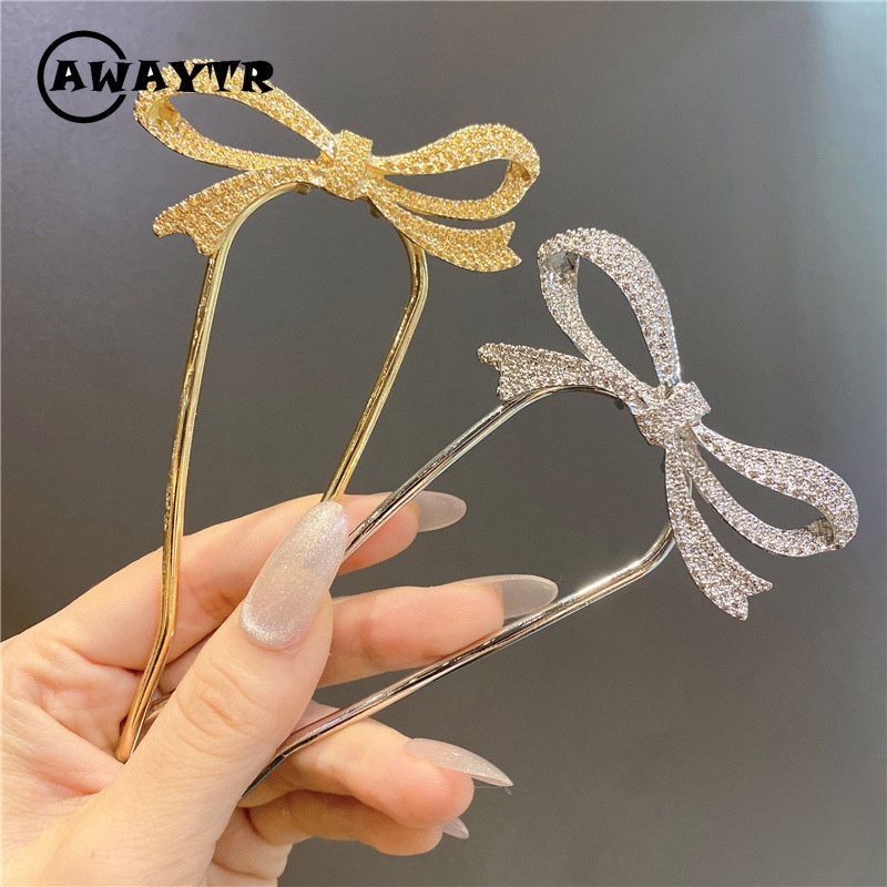 Kẹp Tóc Chữ U Đính Đá Và Ngọc Trai Giả Bằng Kim Loại Thời Trang