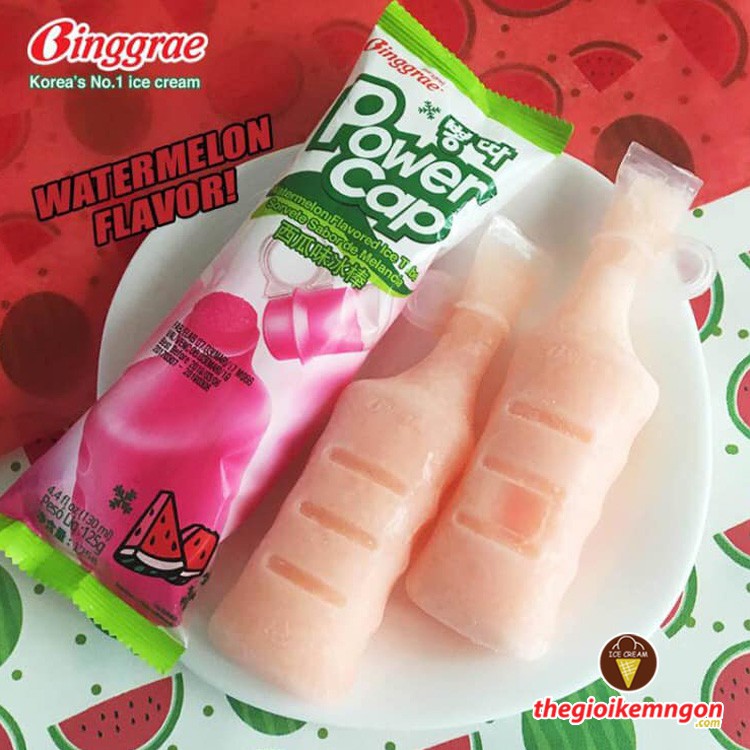 Kem ống dưa hấu Binggrae PowerCap Watermelon Flavored Ice Tube Hàn Quốc 130ML