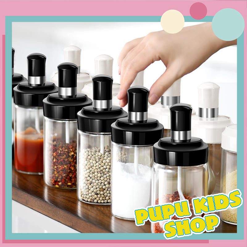 SET 2 HŨ THỦY TINH ĐỰNG GIA VỊ KÈM THÌA CAO CẤP 250ML