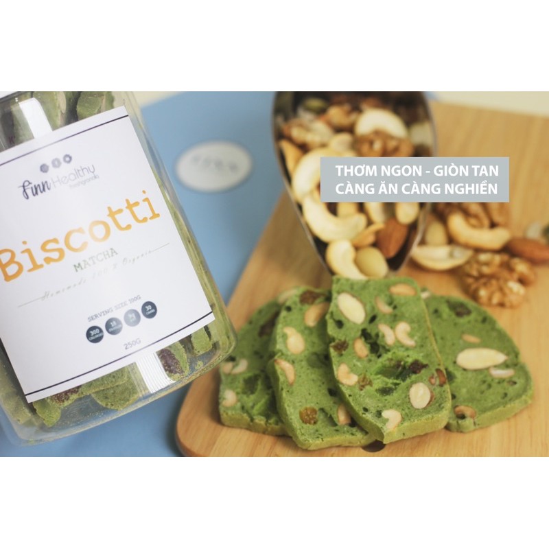Bánh BISCOTTI Nguyên Cám 100% vị MATCHA - Bánh Ngũ Cốc Nướng Ăn Kiêng Không Đường by Finn Healthy | BigBuy360 - bigbuy360.vn