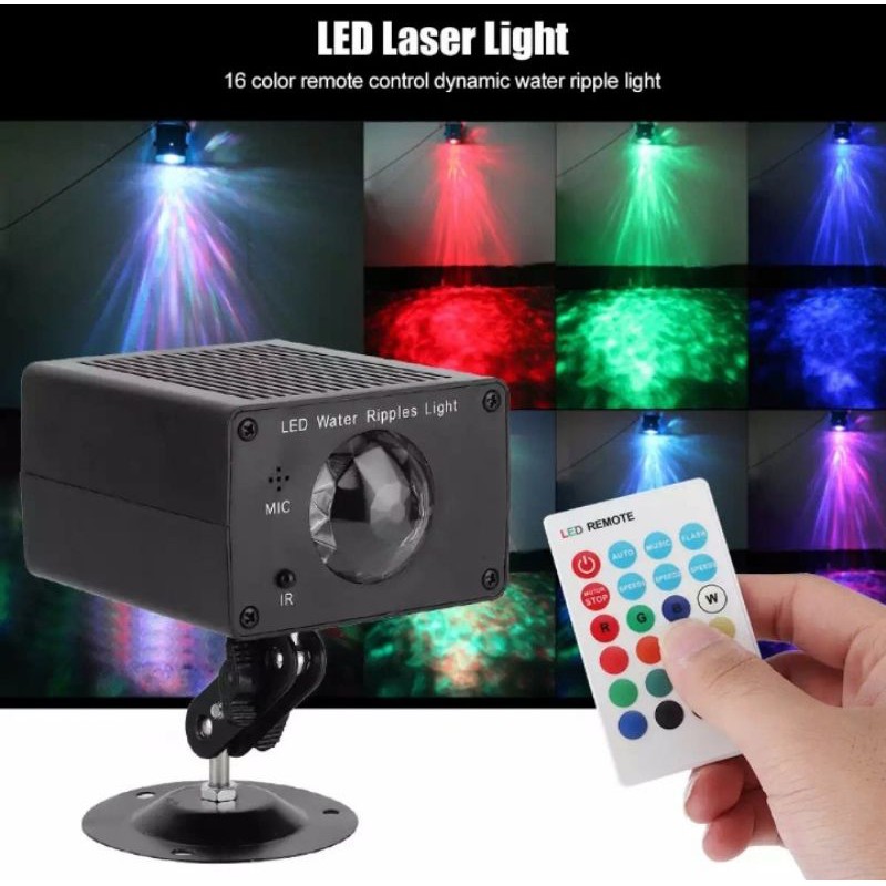 • HCM •Đèn LED 16 Màu Chiếu Sáng Sân Khấu Mô Hình Gợn Nước Điều Khiển Từ Xa Thông Minh