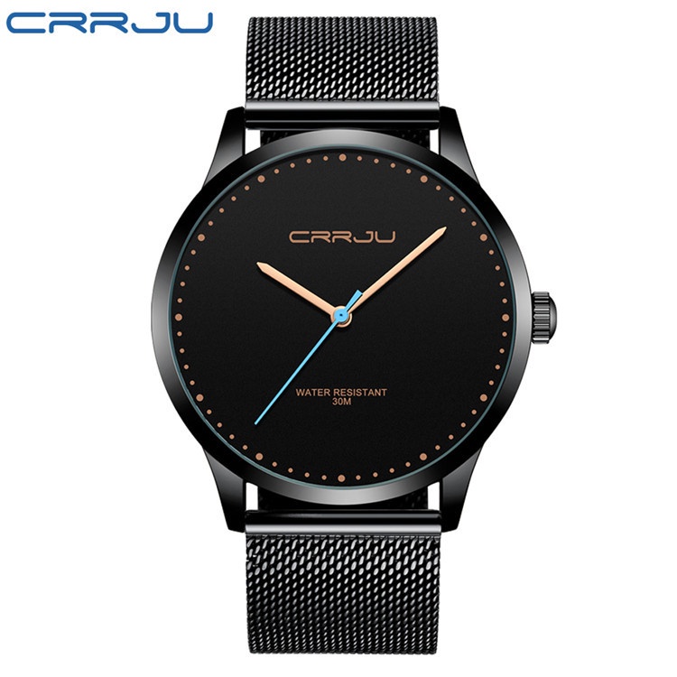 Đồng hồ thạch anh CRRJU 2167X bằng thép không gỉ chống thấm nước phong cách thông thường thời trang cho nam