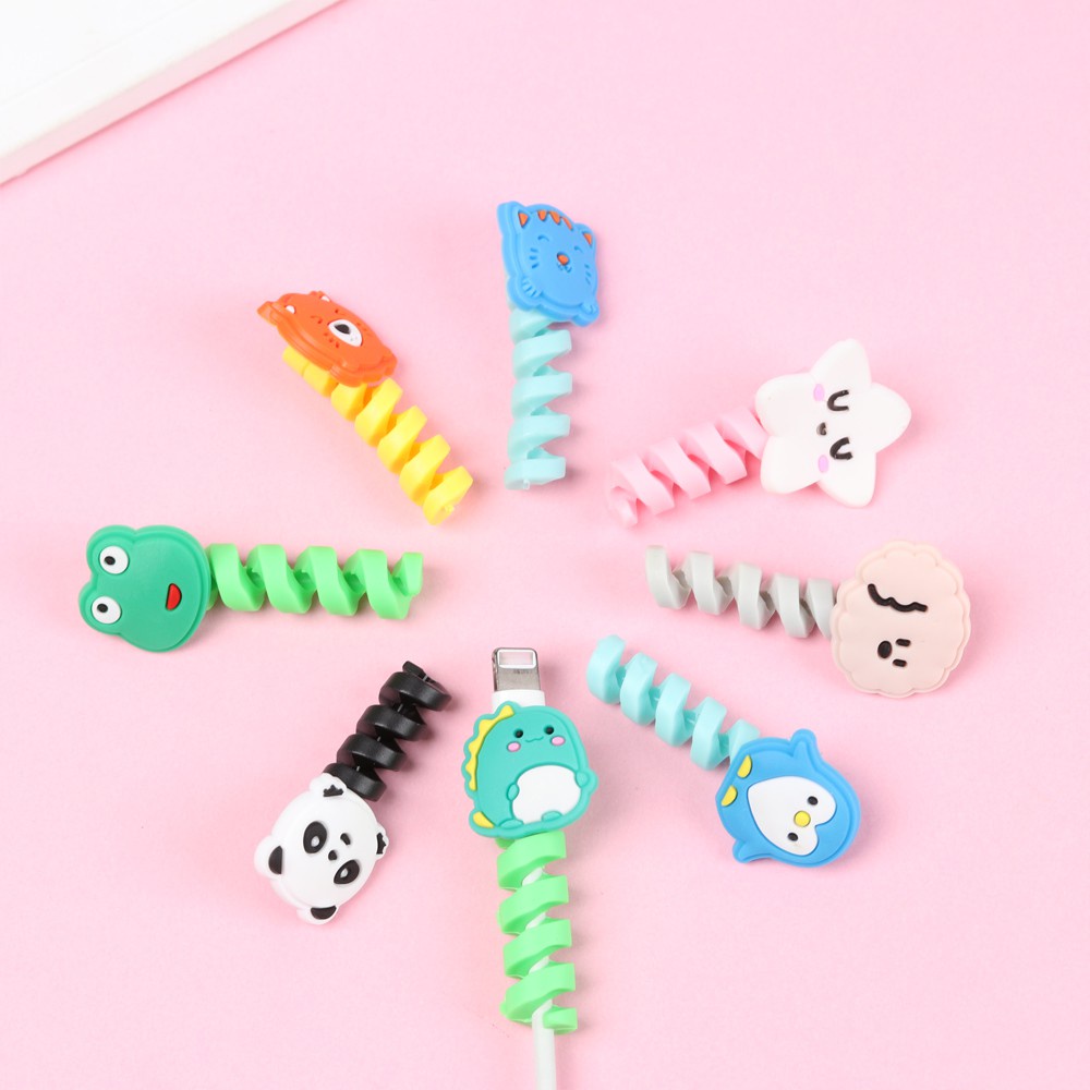 Phụ Kiện Bảo Vệ Dây Cáp Sạc Usb Bằng Silicon Mềm Hình Hoạt Hình Dễ Thương