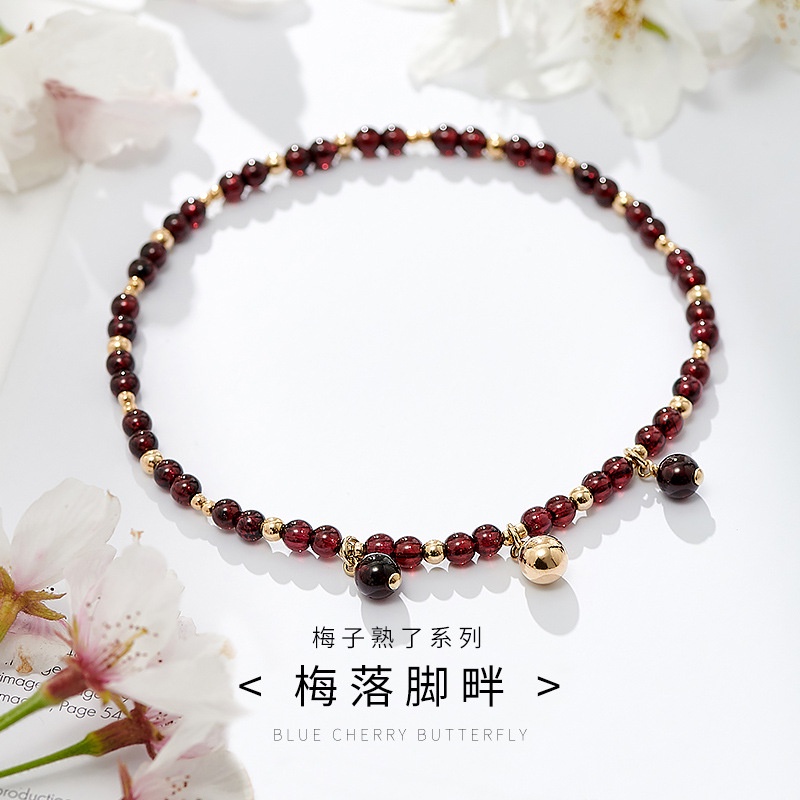 Lắc Chân Hạt Garnet Hàn Quốc Thời Trang