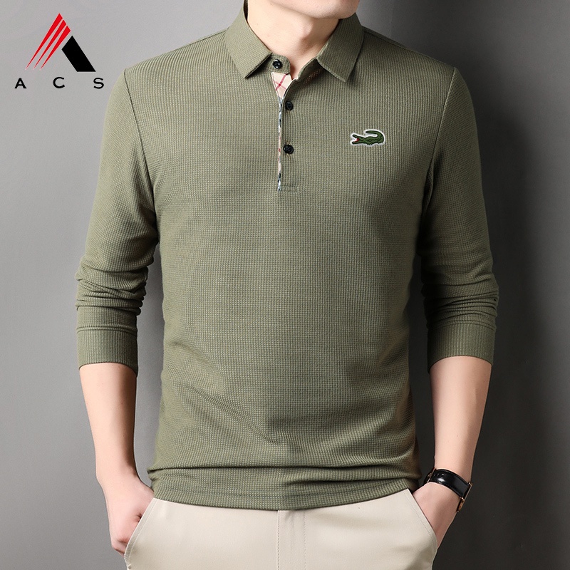 Áo polo Dài Tay Thêu Họa Tiết 7 Màu Lựa Chọn Dành Cho Nam