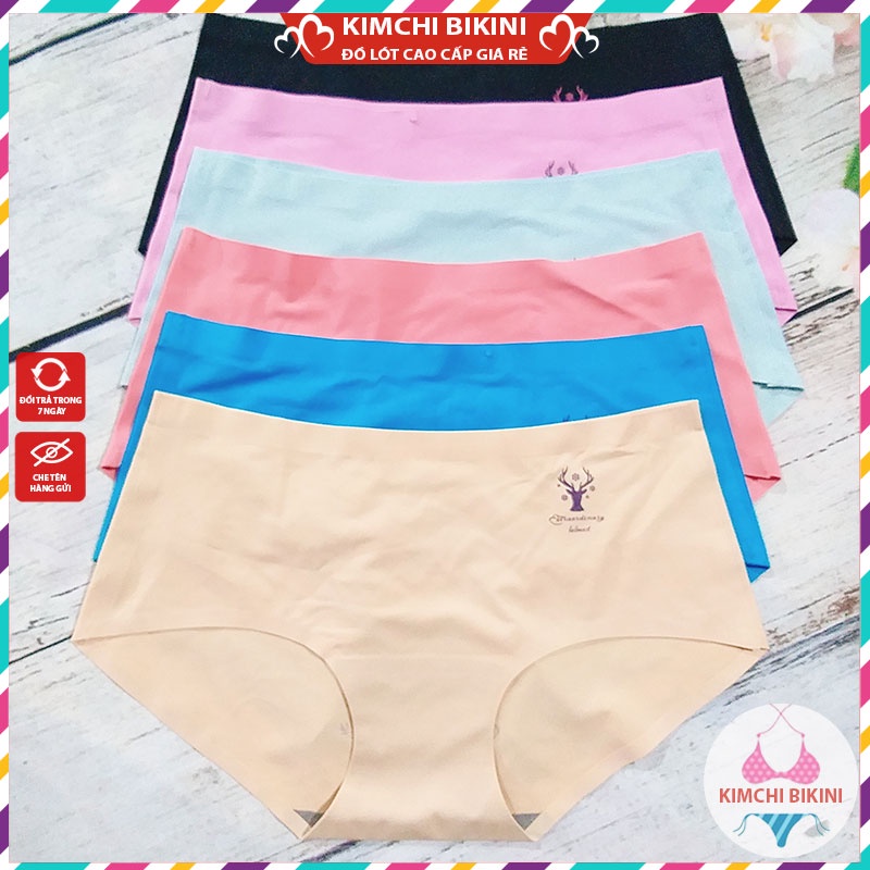 Quần lót nữ cao cấp thun lạnh cotton trơn đúc su không viền sexy in hình hươu KIMCHIBIKINI QL173