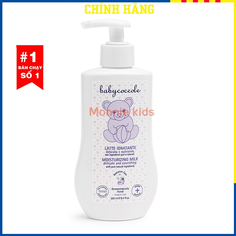 Sữa dưỡng ẩm BABYCOCCOLE 250ml 0m+, sữa dưỡng ẩm hạnh nhân giữ ẩm làm mềm da bé - Monnie Kids