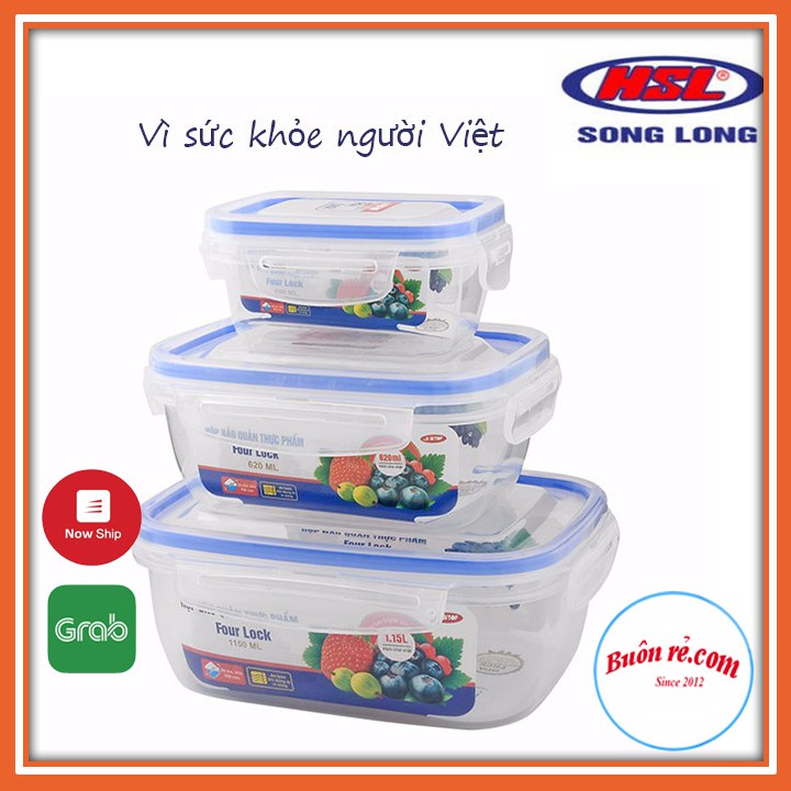 Set 3 hộp trữ đồ đông - hộp nhựa đựng thực phẩm Song Long bề mặt sáng bóng dễ lau chùi ( MS : 2508 )