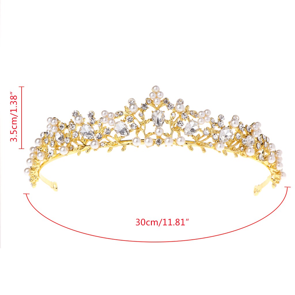 Vương miện công chúa đính ngọc trai nhân tạo sang trọng