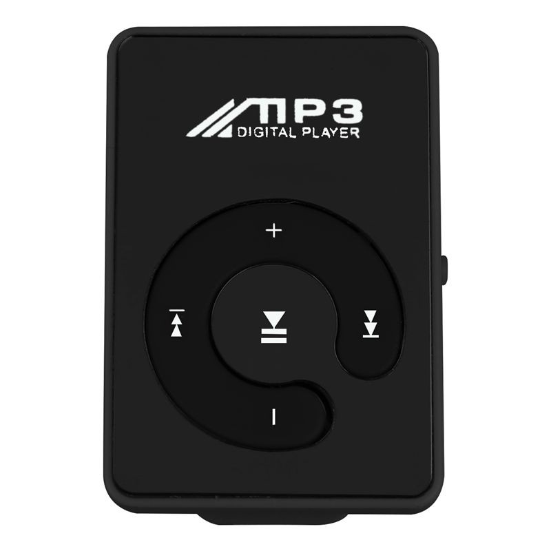 Mini Mirror Clip USB Digital Mp3 Music Player Black