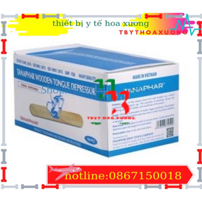 Đè lưỡi gỗ Tanaphar Hộp 100 que từ gỗ cây Bồ đề.