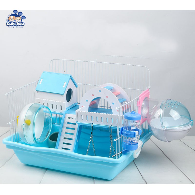 Lồng chuồng 2 tầng cao cấp cho hamster bộ Full phụ kiện