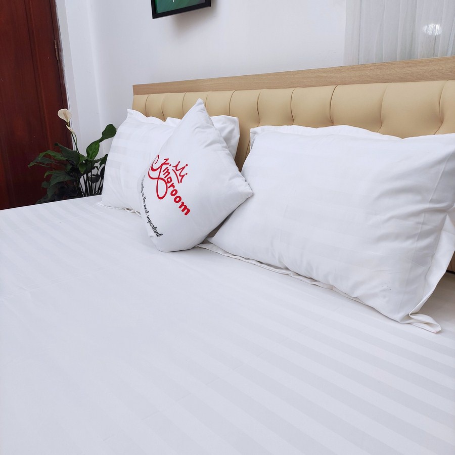Bộ ga gối 3 món vải cotton lụa sọc trơn 925 Shop Kingroom chuyên ga giường cao cấp | BigBuy360 - bigbuy360.vn