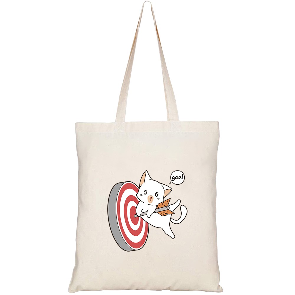 Túi vải tote canvas HTFashion in hình goal of cat HT146